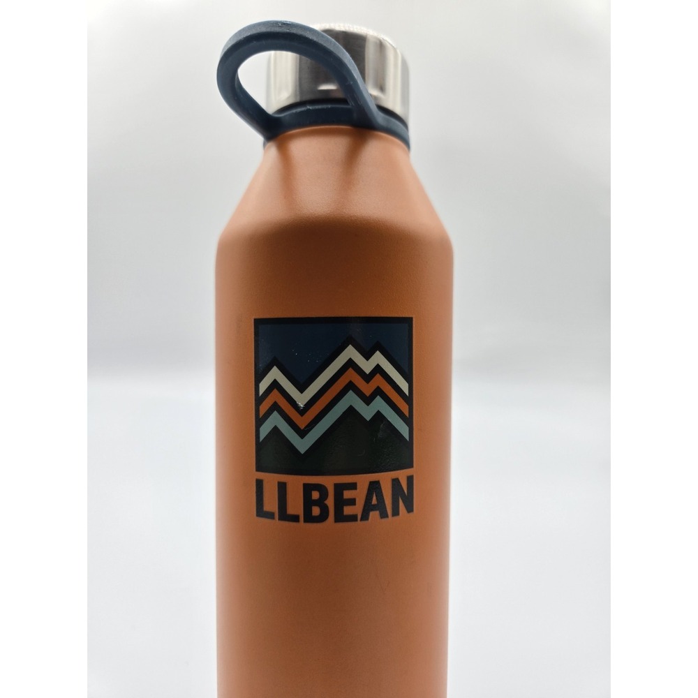LL Bean Orange Stainless Steel Water Bottle 17oz Santeco Hiking Camping Sport